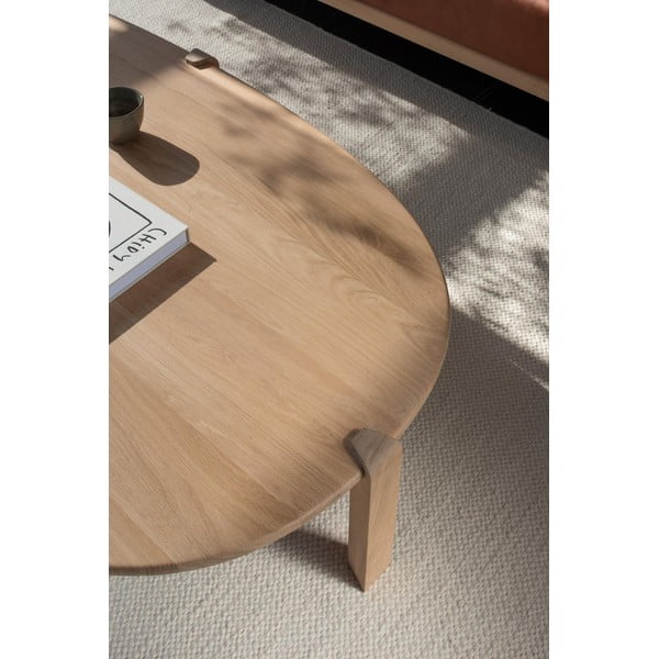 Dabīga toņa ozola masīvkoka žurnālgaldiņš 80x150 cm Kulin – Gazzda-image-1