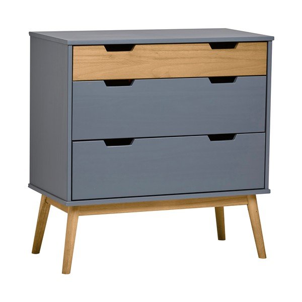 Pelēka priedes masīvkoka kumode Marckeric Baku, augstums 82 cm-image-2