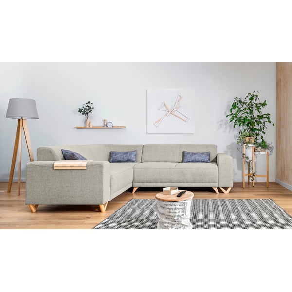 Bēšs salokāms/ar uzglabāšanas vietu stūra dīvāns (ar kreiso stūri/L veida) Classy Sophie – Miuform-image-1