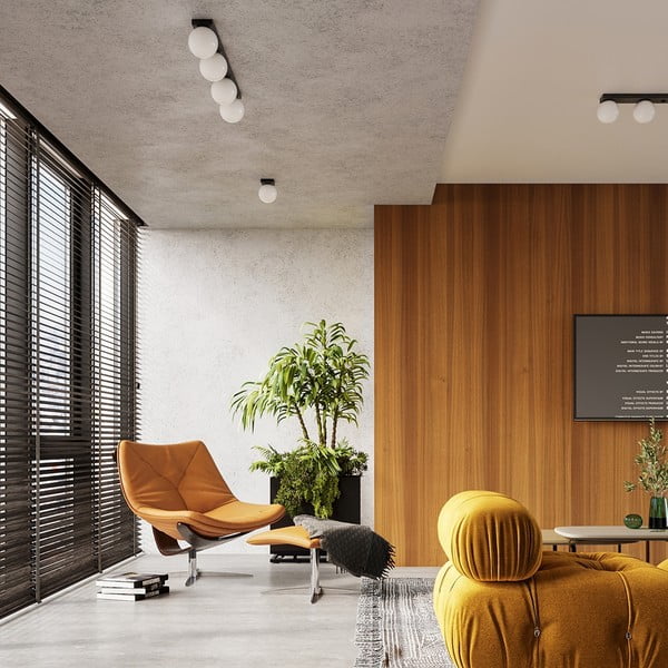 Melna griestu lampa ar stikla abažūru ø 12 cm Umerta – Sollux-image-3