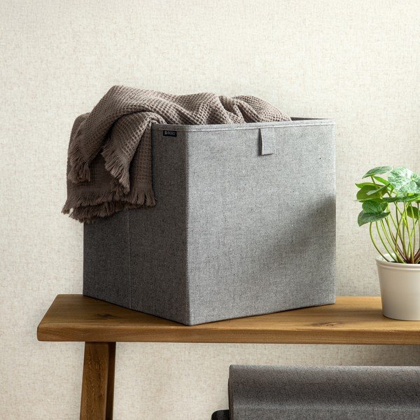 Pelēka tekstila uzglabāšanas kaste 32x31,5x31,5 cm Soft Storage Cube – Bigso-image-1