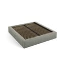 Zaļa polsterēta divvietīga gulta ar veļas kasti/bez galvgaļa ar redelēm 180x200 cm Simon – Micadoni 