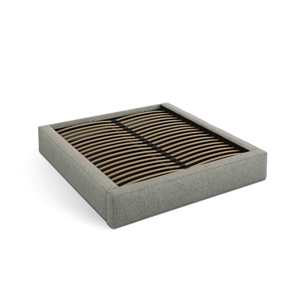 Zaļa polsterēta divvietīga gulta ar veļas kasti ar redelēm 180x200 cm Simon Darren – Micadoni -image-2