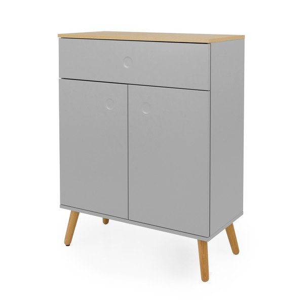 Pelēka kumode ar ozolkoka kājām Tenzo Dot, platums 79 cm-image-1