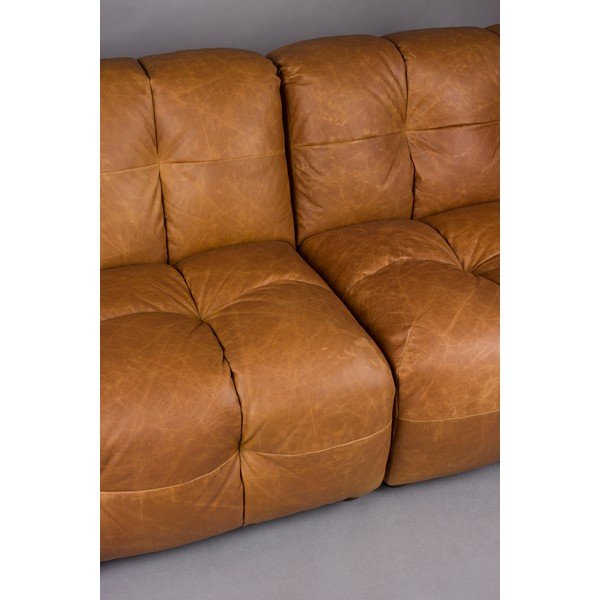 Konjakbrūns ādas modulārais dīvāns 264 cm Hackman – Dutchbone-image-1