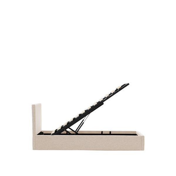 Bēša polsterēta vienvietīga gulta ar veļas kasti ar redelēm 90x200 cm Nahiri – Kave Home-image-3