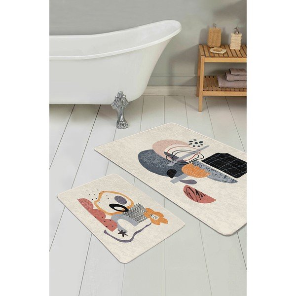 Bēši samta vannas istabas paklājiņi (2 gab.) 60x100 cm – Mila Home-image-1