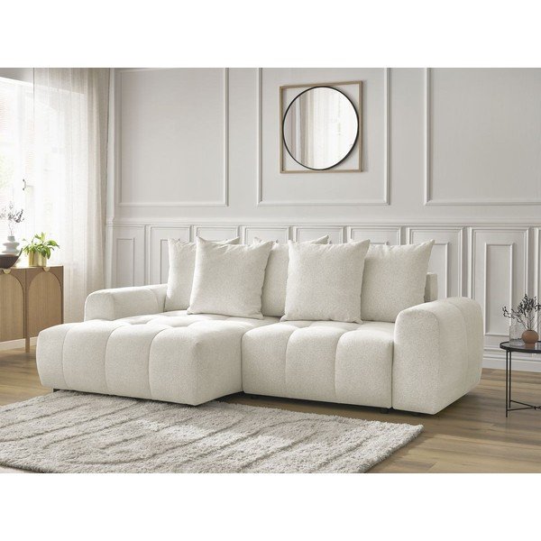 Balts salokāms stūra dīvāns no šenila auduma ar uzglabāšanas vietu  (ar kreiso stūri/ar zvilni) Roxelane – Bobochic Paris-image-3