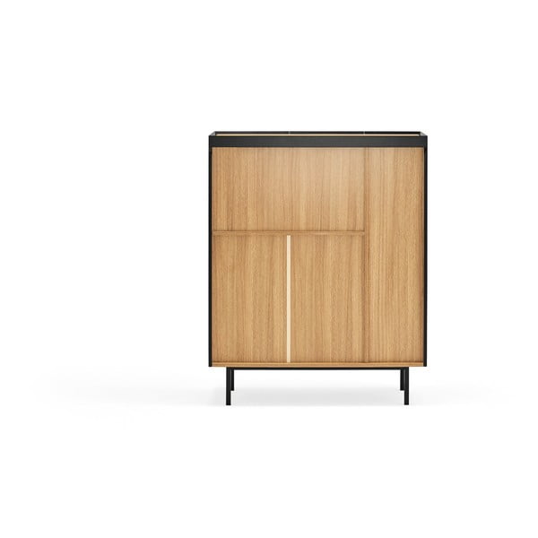 Melna augsta kumode ar ozolkoka imitāciju 95x120 cm Arista – Teulat-image-4