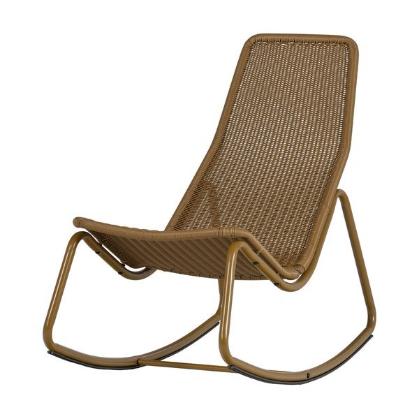 Okera dzeltens mākslīgās rotangpalmas dārza atpūtas krēsls Tom – WOOOD