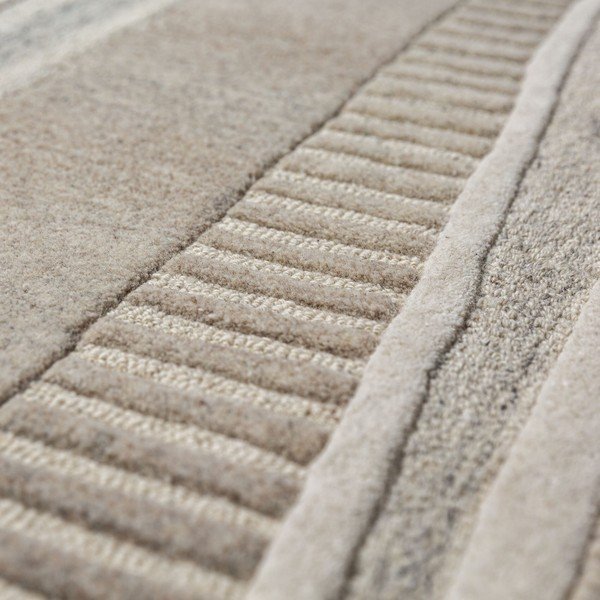 Pelēkbēšs ar rokām darināts vilnas paklājs 200x300 cm Lira  – Flair Rugs-image-4