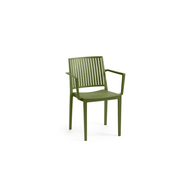 Zaļš plastmasas dārza krēsls Bars – Rojaplast