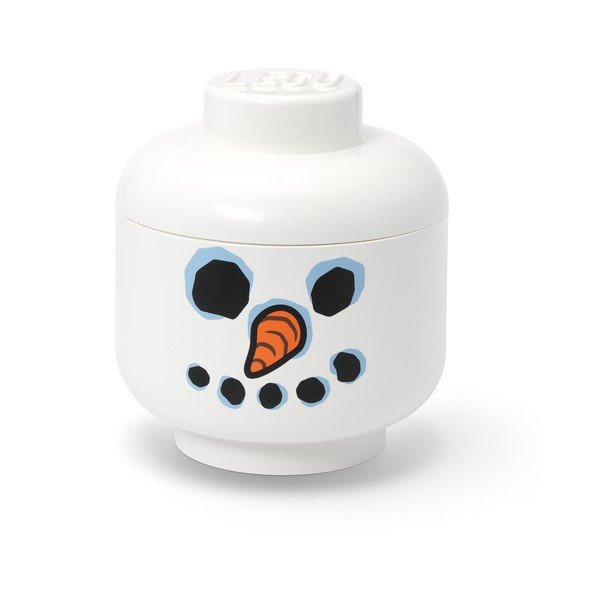 Balta plastmasas uzglabāšanas kaste bērniem ø 24x27 cm Head Snowman L – LEGO®