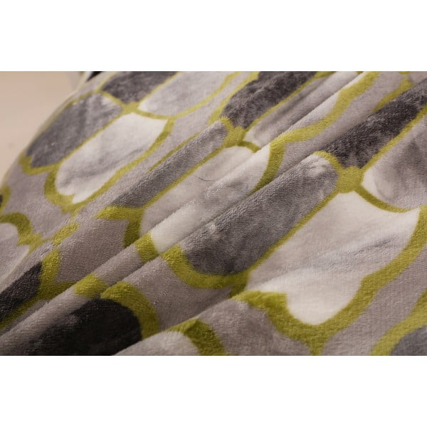 Zaļa/pelēka vienvietīga mikroplīša gultas veļa 140x200 cm – My House-image-4