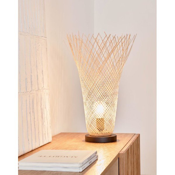 Dabīga toņa galda lampa ar bambusa abažūru (augstums 50 cm) Citalli – Kave Home-image-1