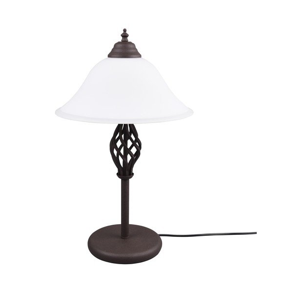 Tumši brūna galda lampa ar stikla abažūru (augstums 50 cm) Rustica – Trio