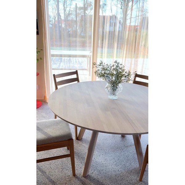 Ozola masīvkoka apaļš izvelkams ēdamgalds ø 140 cm Clapperton – Rowico-image-3