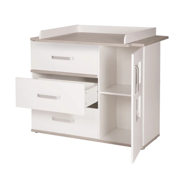 Balta zema bērnu kumode ar gobas imitāciju 117x102 cm Moritz – Roba-image-2