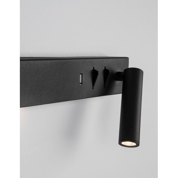 Matēti melna metāla LED sienas lampa ar saliekamu konstrukciju/ar USB portu Vida – Nova Luce-image-1