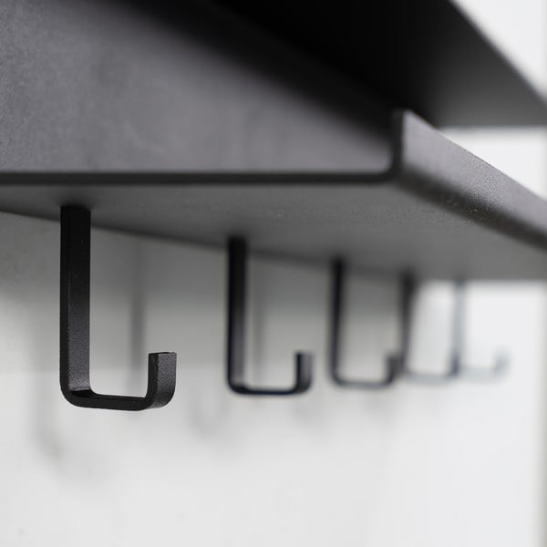 Melns metāla sienas pakaramais ar plauktu 50 cm Easy – Spinder Design-image-3