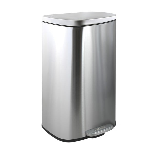 Matētas sudraba krāsas tērauda atkritumu tvertne ar pedāli 50 l   Akira – Spirella
