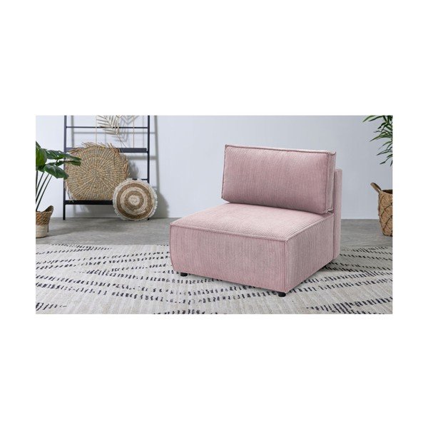 Gaiši rozā velveta modulārais dīvāns (vidējā moduļa) Nihad modular – Bobochic Paris-image-1