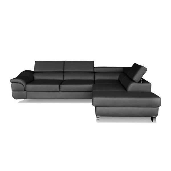 Tumši pelēka stūra dīvāns-guļamā gulta Windsor & Co. Dīvāni Omnikron, labais stūris