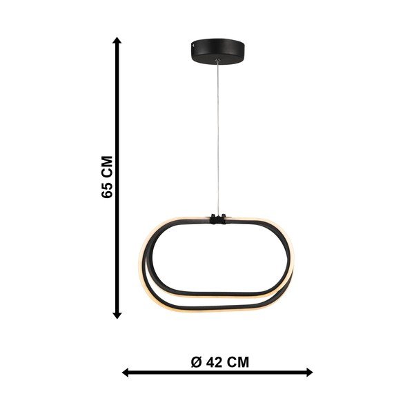 Melna metāla LED piekaramā lampa ø 42 cm Loca – Squid Lighting-image-3