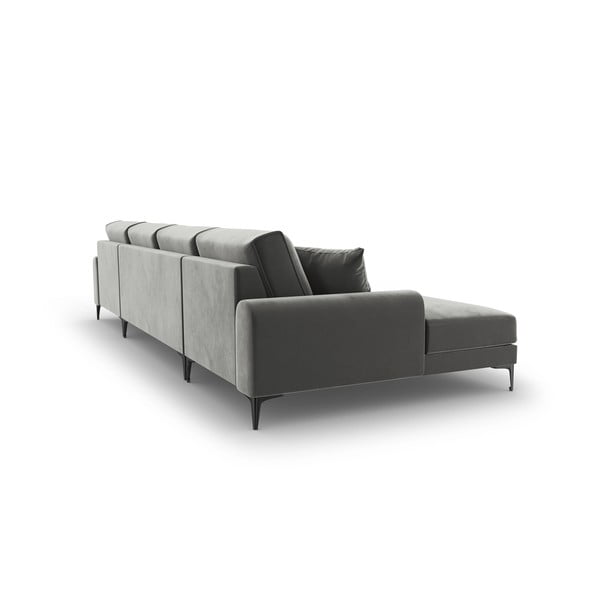Gaiši pelēks samta U veida dīvāns Mazzini Sofas Madara-image-3