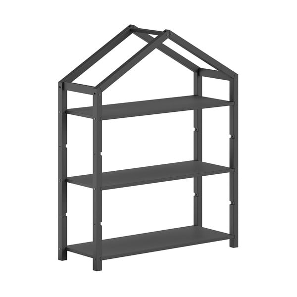 Antracīta pelēks priedes masīvkoka bērnu grāmatu plaukts 111x141x40 cm Dallas – Vipack