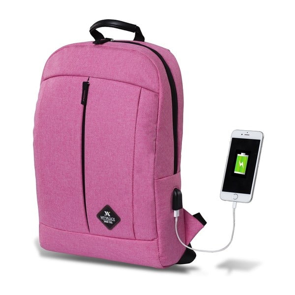 Fuksijas rozā mugursoma ar USB portu My Valice GALAXY Smart Bag