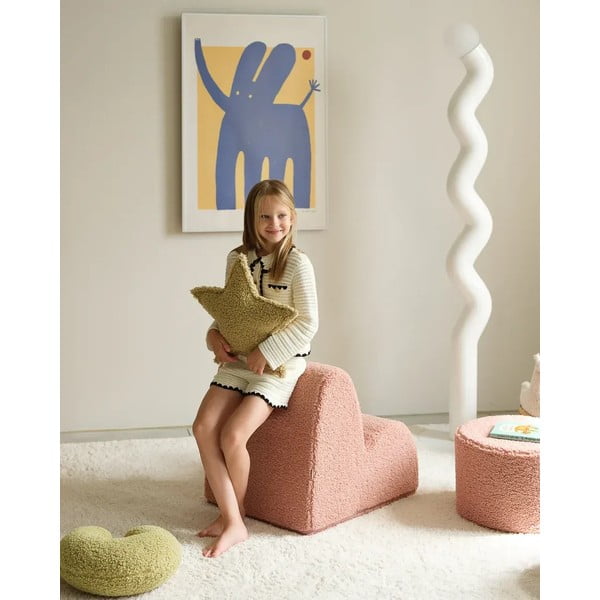 Zaļš bērnu dīvāna spilvens no buklē auduma Star – Wigiwama-image-1