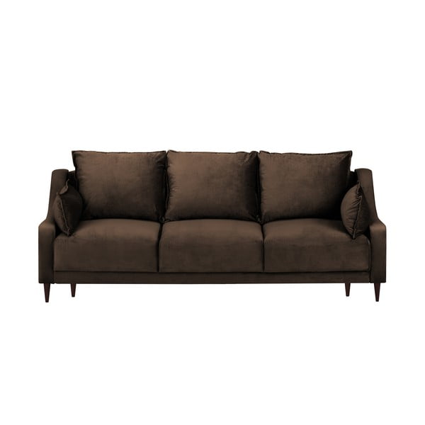 Brūns samta dīvāns ar glabāšanas vietu Mazzini Sofas Freesia, 215 cm