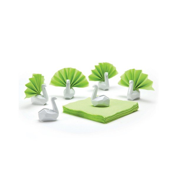 Keramikas salvešu turētāju komplekts, Salvešu turētājs gulbis 6 gab, balts-image-2