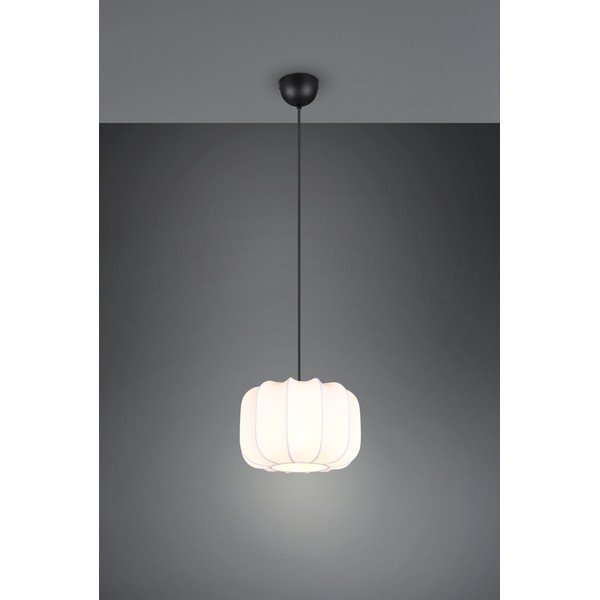 Balta metāla piekaramā lampa ar auduma abažūru ø 25 cm Madleine – Reality-image-2