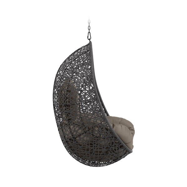 Tumši pelēks mākslīgās rotangpalmas dārza piekaramais krēsls Florina – Kave Home-image-2