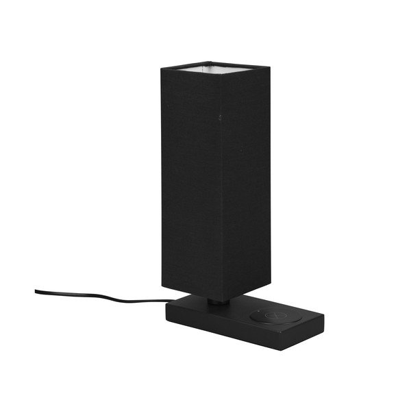 Matēta melna galda lampa ar bezvadu lādētāju (augstums 35 cm) Haley – Reality-image-2
