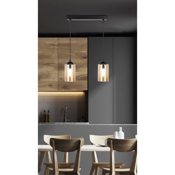 Melna piekaramā lampa ar stikla abažūru 10x34 cm Bistro – Candellux Lighting-image-1