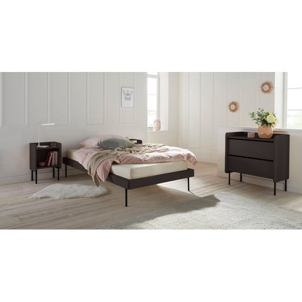 Melna augsta kumode ar ozolkoka imitāciju 80x82 cm Wrap – Bonami Selection-image-1