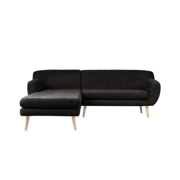 Melns trīsvietīgs dīvāns ar kreiso stūri Mazzini Sofas Sardaigne