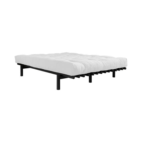 Divguļamā gulta no priedes koka ar matraci Karup Design Pace Comfort Mat Black Natural, 180 x 200 cm
