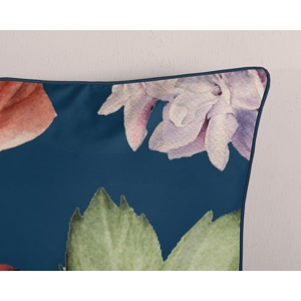 Tumši zila divguļamā gultas veļa no kokvilnas satīna 200x220 cm Fiori – Descanso-image-3