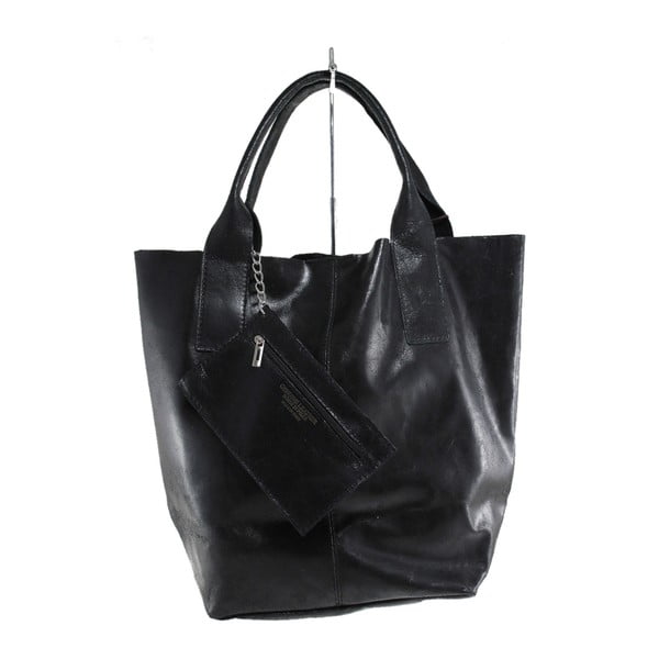Melna ādas Chicca Borse Tote somiņa Moe-image-1