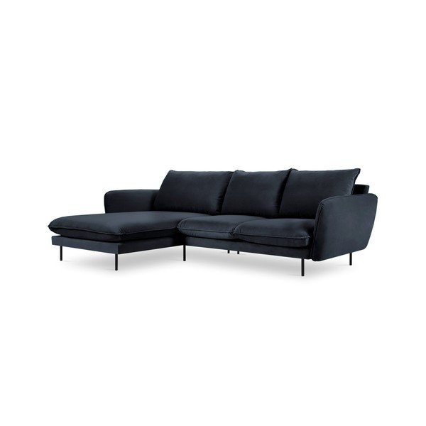 Tumši zils samta stūra dīvāns Cosmopolitan Design Vienna, kreisais stūris-image-3