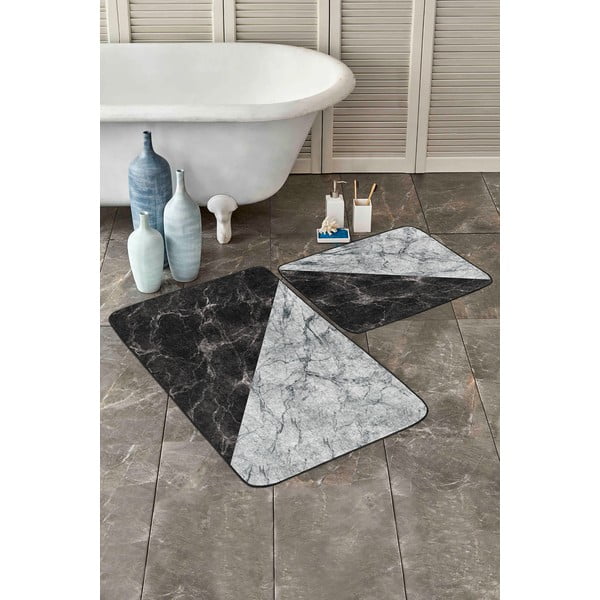 Melni/balti vannas istabas paklājiņi (2 gab.) 60x100 cm – Mila Home-image-3