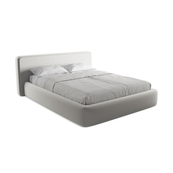 Gaiši pelēka polsterēta divvietīga gulta ar veļas kasti un redelēm 160x200 cm Kiana – Makamii-image-2