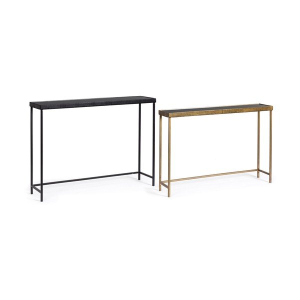 Melni/zelta krāsas konsoles galdi (2 gab.) ar stikla galda virsmu 26x107 cm Yamir – Bizzotto-image-4