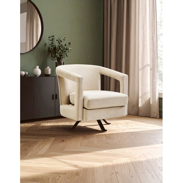 Bēšs grozāms samta atpūtas krēsls Hestia – Premier Housewares-image-2