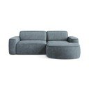 Dūmakaini zils stūra dīvāns no šenila auduma (ar labo stūri/ar zvilni) Omao – Makamii