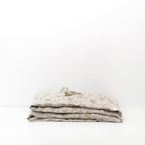 Bēša lina gultasveļa bērniem Linen Tales Botany, 140 x 200 cm-image-3